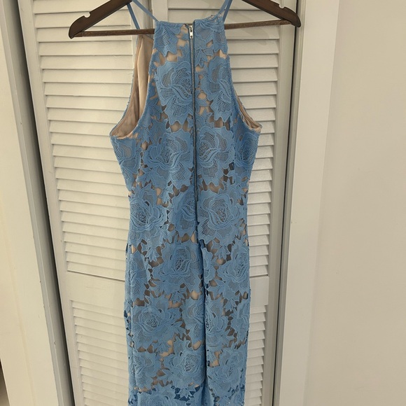 Just Me Blue Floral Lace Mini Dress - Picture 4 of 7